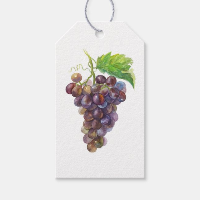 Etiqueta Para Presente Uvas de Aquarela (Frente)
