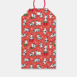 Etiqueta Para Presente Vacas de Natal Festivas