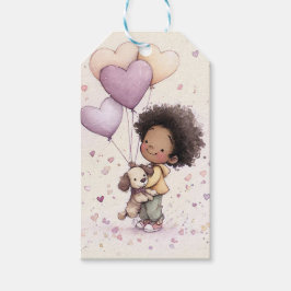 Etiqueta Para Presente Valentine Gift Tags – Watercolor Toddler & Puppy