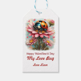 Etiqueta Para Presente Valentine Love Bug on Blossoms Rose