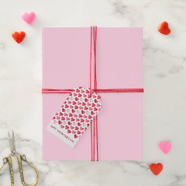 Etiqueta Para Presente Valentine's Day Red and Pink Watercolor Hearts