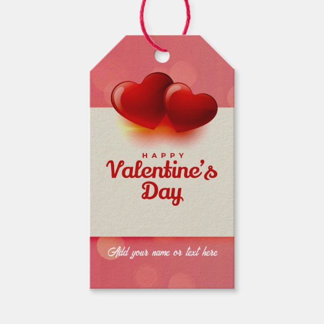 Etiqueta Para Presente Valentine's Day With Red Hearts - Romantic Love (Frente)