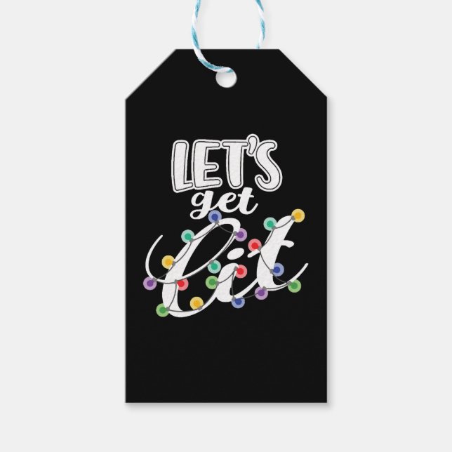 Etiqueta Para Presente Vamos Engraçado de Natal Obter Luzes Xmas (Frente)