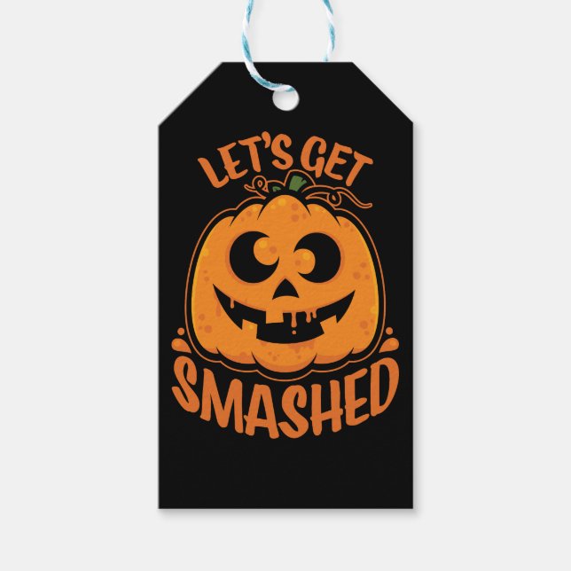 Etiqueta Para Presente Vamos Esmagado - Tomada de Halloween - O-Lanterna (Frente)