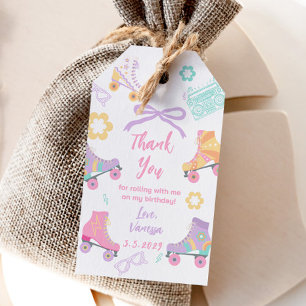 Etiqueta Para Presente Vamos Rolar Patins de Roda Rétro Aniversário Obrig