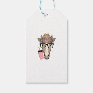 Etiqueta Para Presente Vaqueira Antiga Cavalo Com Flores e Bebida Rosa