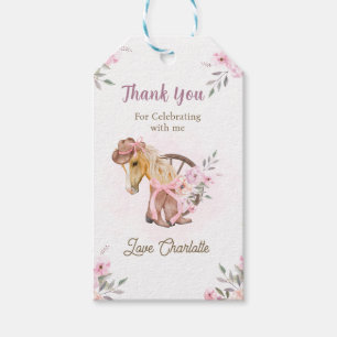 Etiqueta Para Presente Vaqueira Cavalo Floral Ocidental Aniversário obrig