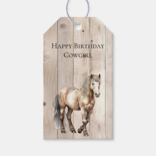 Etiqueta Para Presente Vaqueira Ocidental Cowboy Cavalo Madeira Falsa