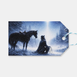 Etiqueta Para Presente Vaqueiro de Natal e Cavalo Country Western