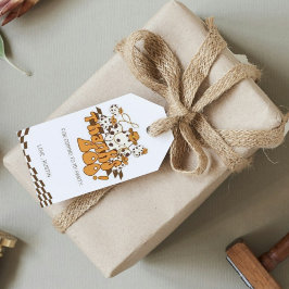 Etiqueta Para Presente Vaqueiro Retro Halloween Xadrez Obrigado, Amigo