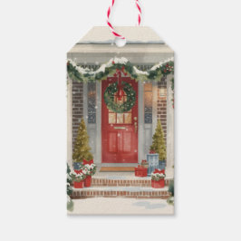 Etiqueta Para Presente Varanda de Natal nevada fofa