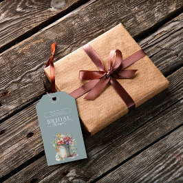 Etiqueta Para Presente Vaso de Flores da Primavera Romântica para Chá de 