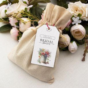 Etiqueta Para Presente Vaso de Flores da Primavera Romântica para Chá de