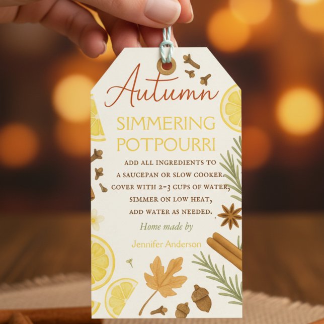 Etiqueta Para Presente Vaso de potpourri de outono em infusão (Criador carregado)