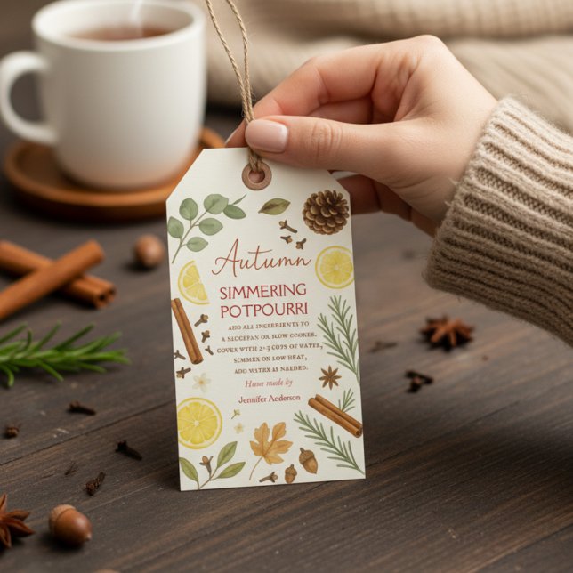 Etiqueta Para Presente Vaso de potpourri de outono em infusão (Criador carregado)