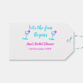 Etiqueta Para Presente Vaso de vinho rosa azul chá de noiva vamos começar