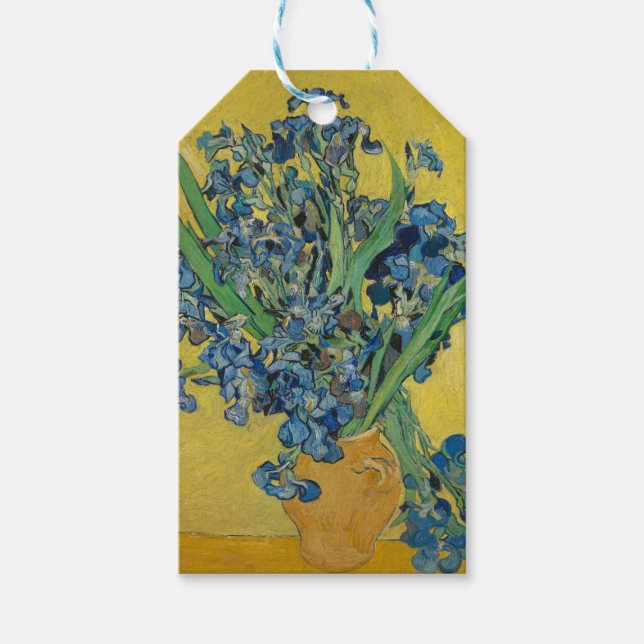 Etiqueta Para Presente Vaso Van Gogh com Íris Classic Impressionismo (Frente)