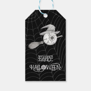 Etiqueta Para Presente Vassoura-de-bruxa do Halloween, olho assustador, t