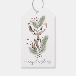 Etiqueta Para Presente Veado de Aquarela Rústica de Natal