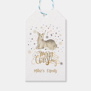 Etiqueta Para Presente Veado de Natal & Tipografia Feliz Natal