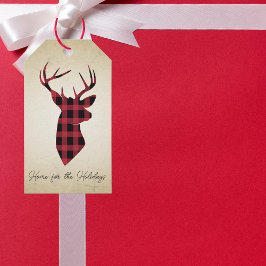Etiqueta Para Presente Veado de Xadrez Country Natal 