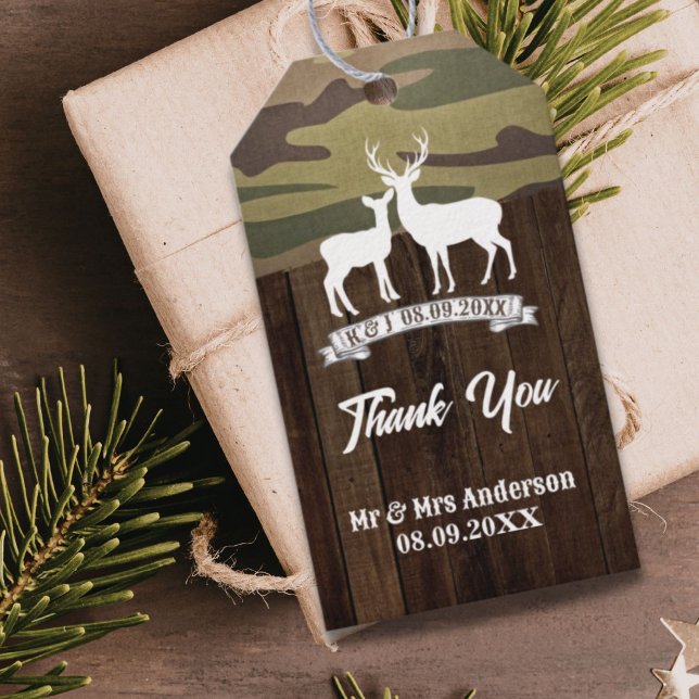 Etiqueta Para Presente Veado Ocidental A Caça Está Sobre Casamento (Western Deer The Hunt Is Over Wedding Gift Tags)
