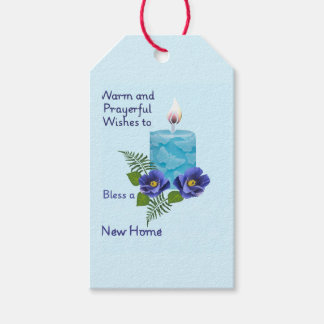 Etiqueta Para Presente Vela azul abençoada para uma nova casa