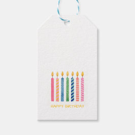 Etiqueta Para Presente Velas de Aniversário Arte Moderna Colorida Diverti