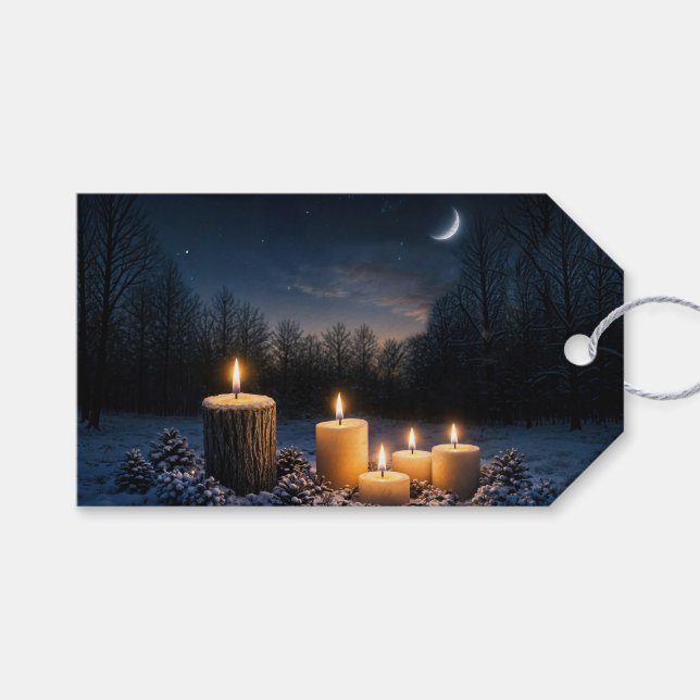 Etiqueta Para Presente Velas de Yule e Presente da Lua (Frente (horizontal))