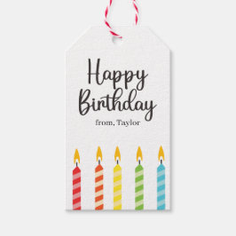 Etiqueta Para Presente Velas Felizes de Aniversário Modernas Coloridas