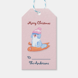 Etiqueta Para Presente Vencedor do Velho Inglês Sled Pink Christmas