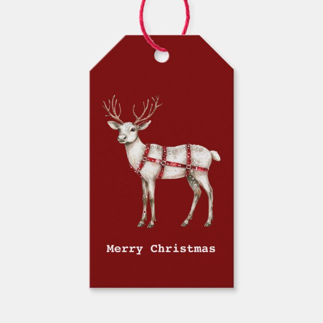 Etiqueta Para Presente Ventilador de Pepperminta Vermelho Natal (Frente)