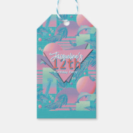 Etiqueta Para Presente Verão Azul Aniversário Vaporwave Pôr do Sol