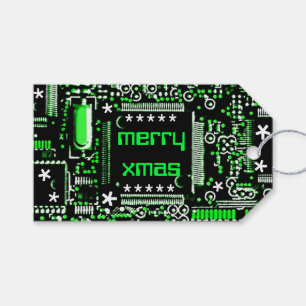 Etiqueta Para Presente Verde Circuito 2 'Merry Xmas' verde de volta
