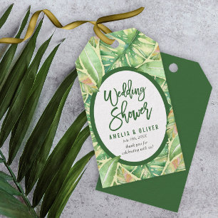 Etiqueta Para Presente Verde Cores d'água deixa Chá de casamento tropic