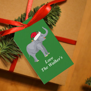 Etiqueta Para Presente Verde-elefante de Natal Personalizado
