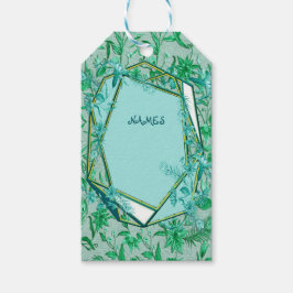 Etiqueta Para Presente Verde esmeralda em uma escultura com suporte textu