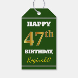 Etiqueta Para Presente Verde, Faux Dourado 47º aniversário + Nome Persona