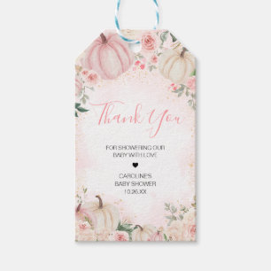 Etiqueta Para Presente Verde Floral Cor-de-Rosa Pequeno Pumpkin Favorece