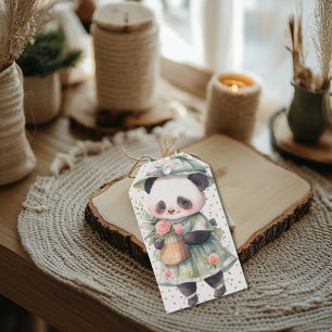 Etiqueta Para Presente Verde Floral Panda Baby Burp Cloth