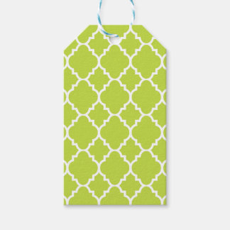 Etiqueta Para Presente Verde limão Quatrefoil Padrão marroquino