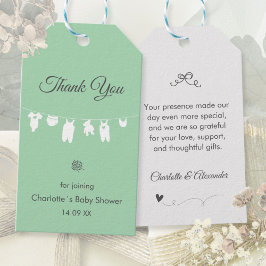 Etiqueta Para Presente Verde Menta Boho Elegante Obrigada Chá de Bebê