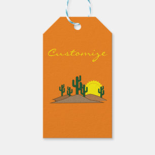 Etiqueta Para Presente Verde Saguaro Cactus Desert Sunset Thunder_Cove