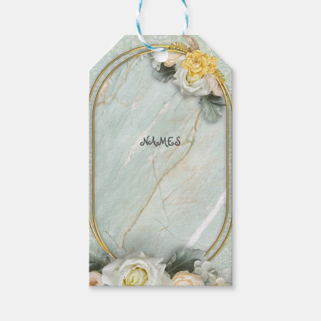 Etiqueta Para Presente Verdes claras, amarelas e brancas, Mandalas (Frente)