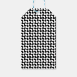 Etiqueta Para Presente Verificação de houndstooth Clássico Branco Preto