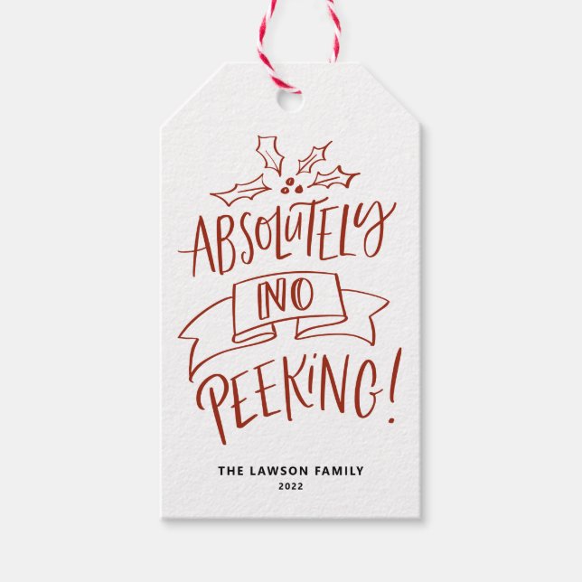 Etiqueta Para Presente Vermelho Absolutamente Sem Palavras De Natal (Frente)