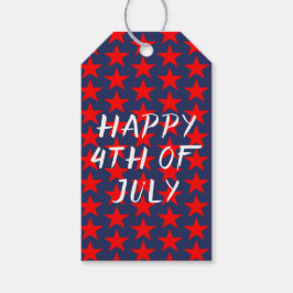 Etiqueta Para Presente Vermelho e Azul Feliz 4 de Julho