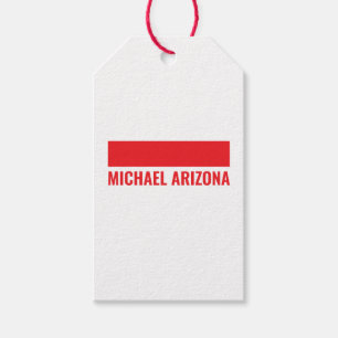 Etiqueta Para Presente Vermelho e Branco Minimalista Simples Nome Simples