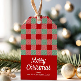 Etiqueta Para Presente Vermelho E Verde Xadrez Feliz Natal