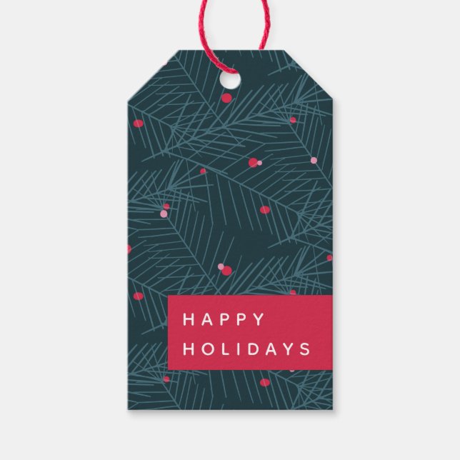 Etiqueta Para Presente Vermelho Personalizado de Natal de Natal Moderno (Frente)